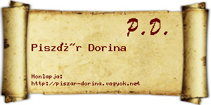 Piszár Dorina névjegykártya